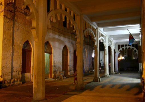 Ottoman house at night, Northern Red Sea, Massawa, Eritrea