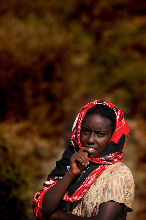 Portrait of an Afar tribe girl in danakil desert, Northern Red Sea, Thio, Eritrea