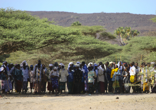 People attending an Afar wedding in Danakil desert, Northern Red Sea, Thio, Eritrea