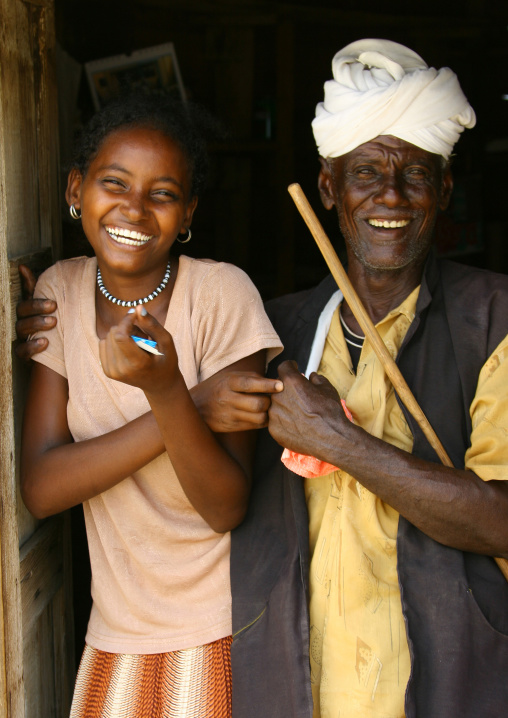 Portrait of a father and daughter, Northern Red Sea, Massawa, Eritrea