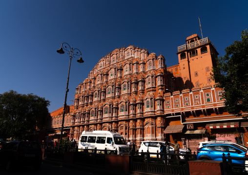 Front of the Hawa Mahal the palace of winds, Rajasthan, Jaipur, India