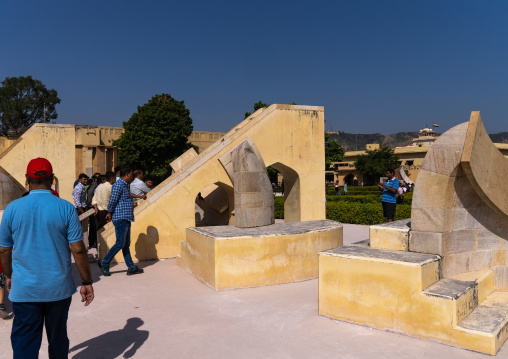 Indian tourists in Jantar Mantar astronomical observation site, Rajasthan, Jaipur, India