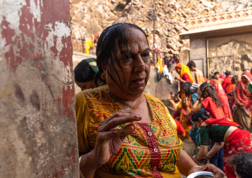 Indian pilgrim after a bath in Galtaji temple aka monkey temple, Rajasthan, Jaipur, India