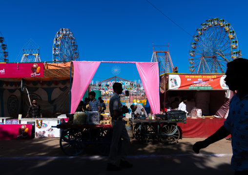 Ferris wheel against clear sky at Pushkar Camel Fair, Rajasthan, Pushkar, India