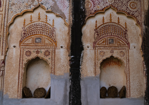 Cow dungs in Ramgopal Chhatri cenotaph, Rajasthan, Ramgarh Shekhawati, India