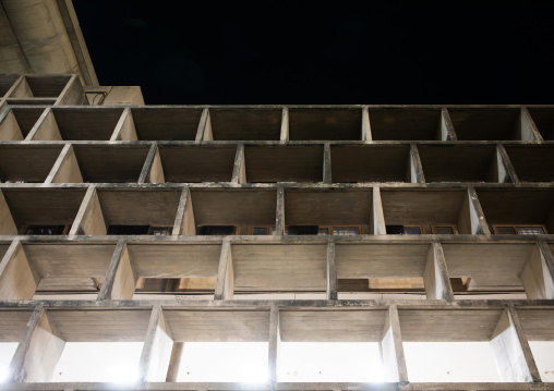 Punjab and Haryana High Court at night by Le Corbusier, Punjab State, Chandigarh, India