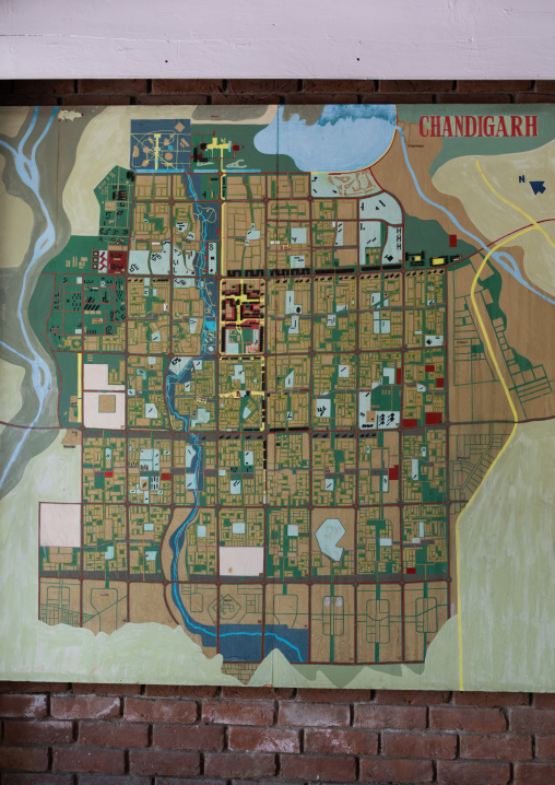 Map of the town by Le Corbusier, Punjab State, Chandigarh, India