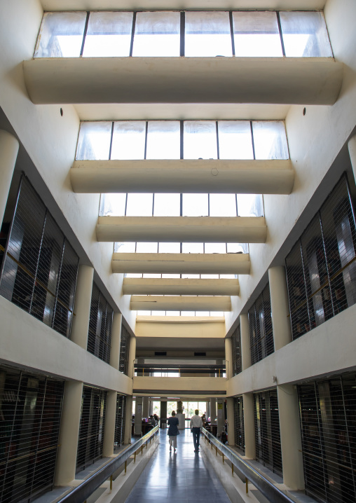 Panjab University in Sector-14 library by Le Corbusier, Punjab State, Chandigarh, India