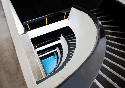 Stairs in Panjab University in Sector-14 library by Le Corbusier, Punjab State, Chandigarh, India