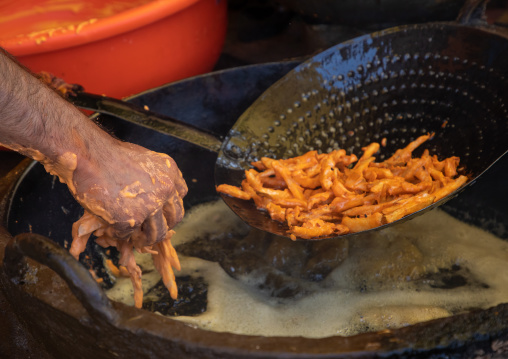 Tradional lotus stems street food for sale, Jammu and Kashmir, Charar- E- Shrief, India