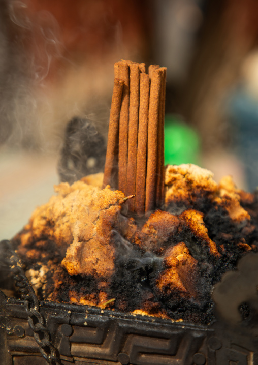 Incense sticks in Mulbekh gompa, Ladakh, Kargil, India