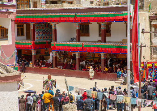 Cham dance with masked lamas in Lamayuru Monastery, Ladakh, Khalatse, India