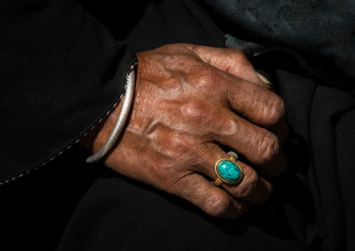 Buddhist hand detail, Ladakh, Khalatse, India