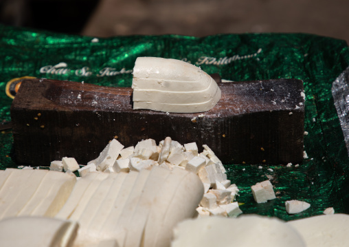 Paner cheese for sale in the street, Delhi, New Delhi, India