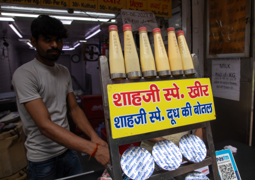 Lassi shop in old Delhi, Delhi, New Delhi, India