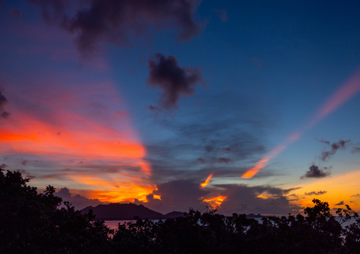 Beautiful sunset at sea with clouds, Yaeyama Islands, Ishigaki, Japan