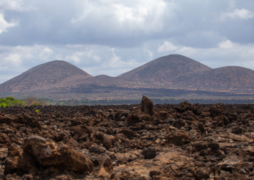 Shetani lava flow landscape, Coast Province, Tsavo West National Park, Kenya