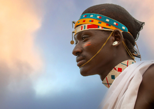 Portrait of a young samburu moran, Samburu County, Samburu National Reserve, Kenya