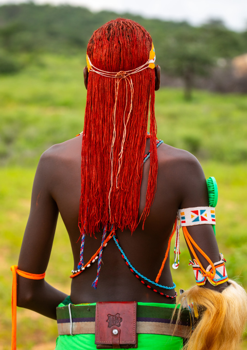 Portrait of a young samburu moran, Samburu County, Samburu National Reserve, Kenya