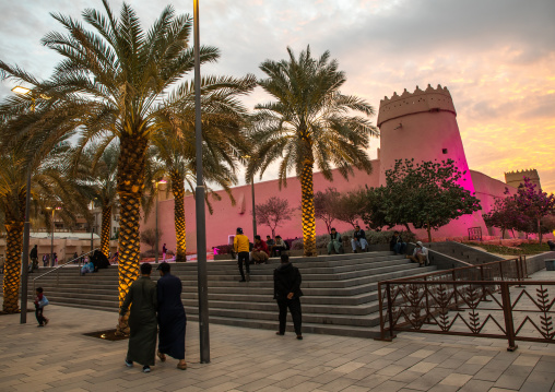 Musmak fort at dusk, Riyadh Province, Riyadh, Saudi Arabia