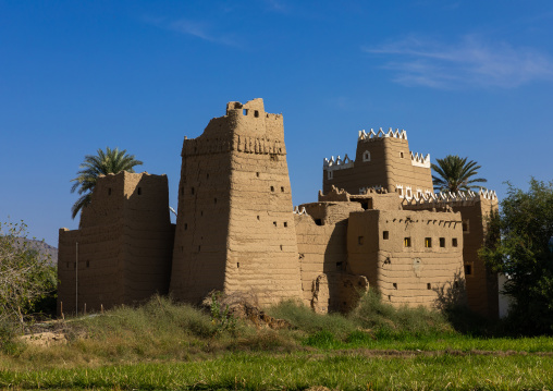 Traditional old mud house in the oasis, Najran Province, Najran, Saudi Arabia