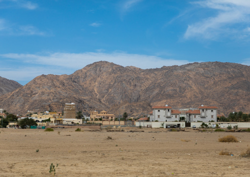 Traditional old mud house and modern ones, Najran Province, Najran, Saudi Arabia