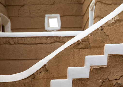 Emarah palace stairs in Aba Alsaud historical area, Najran Province, Najran, Saudi Arabia