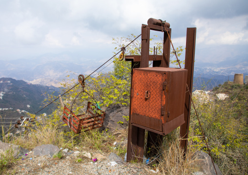 Cable in the mountain near the Yemen border, Jizan Province, Faifa Mountains, Saudi Arabia