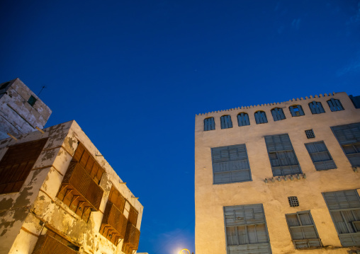 Old houses with wooden mashrabiya in al-Balad quarter, Mecca province, Jeddah, Saudi Arabia