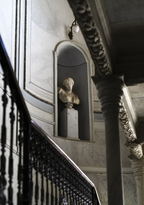 Statue and old stairs in Sursock Palace, Beirut Governorate, Beirut, Lebanon