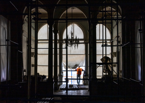 Scaffoldings in Sursock Palace destroyed by the port explosion, Beirut Governorate, Beirut, Lebanon