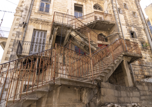 Old traditional lebanese house with iron stair, Beqaa Governorate, Zahle, Lebanon