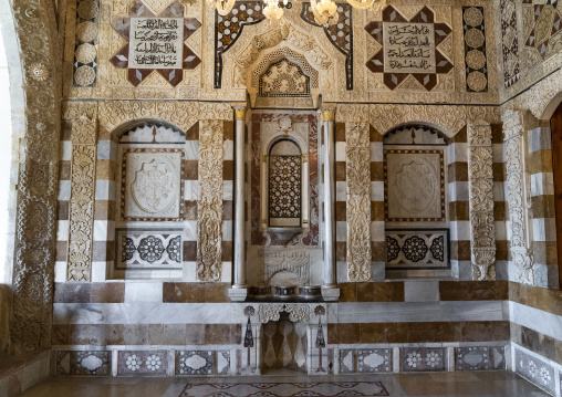 Marble decoration of a oriental living room in Beiteddine Palace, Mount Lebanon Governorate, Beit ed-Dine, Lebanon