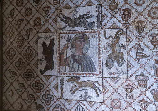 Byzantine mosaic tiles in Beiteddine Palace museum, Mount Lebanon Governorate, Beit ed-Dine, Lebanon