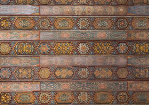 Colorful painted ceiling in Druze leader Walid Jumblatt Palace, Mount Lebanon Governorate, Moukhtara, Lebanon