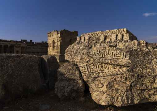 Antique ruins at the archeological site, Baalbek-Hermel Governorate, Baalbek, Lebanon