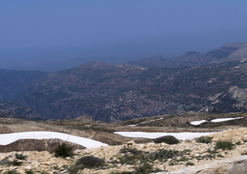 Patches of snow in the mountain, North Governorate, Daher el Kadib, Lebanon