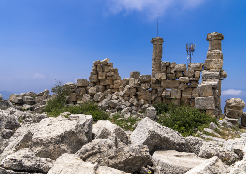 The Roman Temple of god Mercury with telecom antenna, North Lebanon Governorate, Hardine, Lebanon