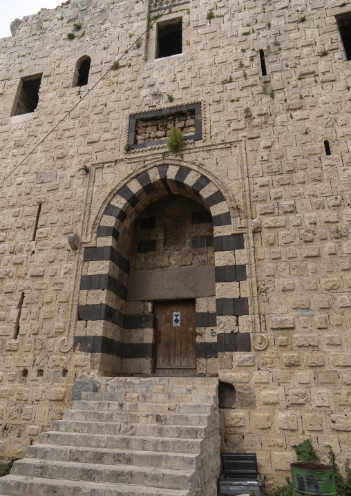 Lion Tower portico adorned with stripes of black and white ashlar stones, North Governorate, Tripoli, Lebanon