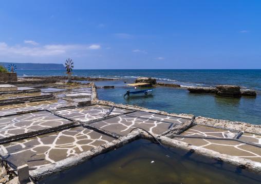 Windmill in a salt production site, North Governorate, Anfeh, Lebanon