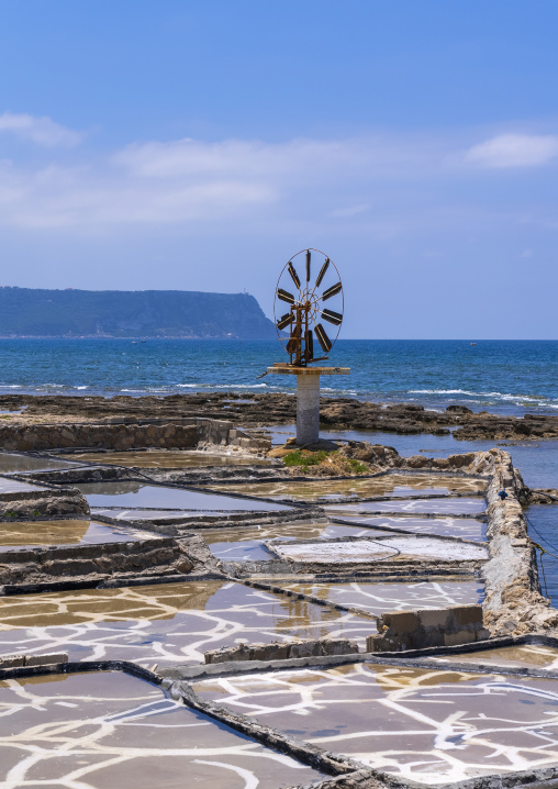 Windmill in a salt production site, North Governorate, Anfeh, Lebanon