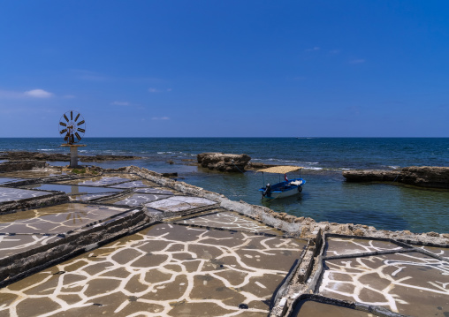 Windmill in a salt production site, North Governorate, Anfeh, Lebanon