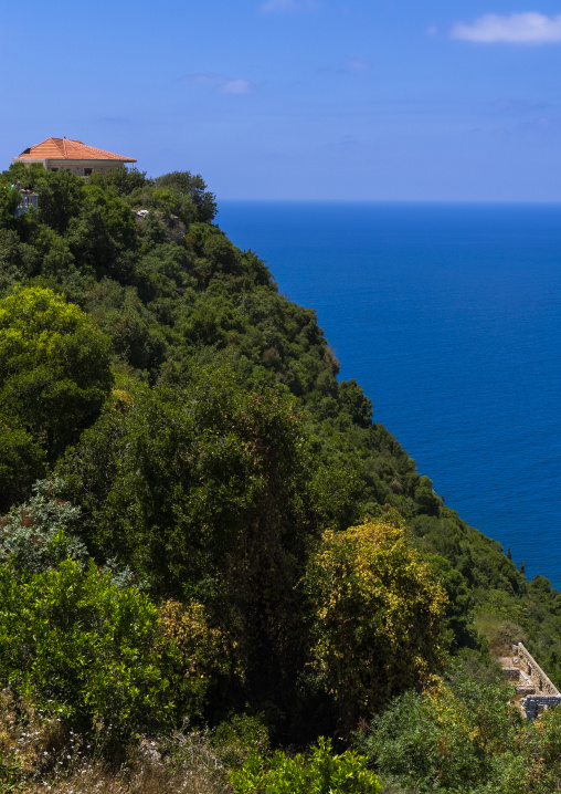 House at the top on a hill over the sea, North Governorate, Hamat, Lebanon