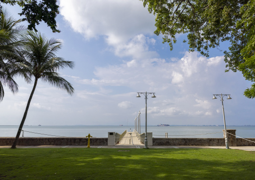 Eastern & Oriental Hotel gardens on the sea, Penang island, George Town, Malaysia