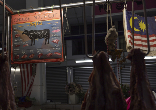 Butcher shop with a cow sign, Penang island, George Town, Malaysia