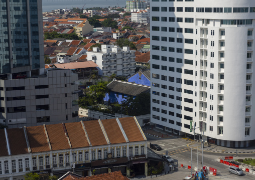 Cheong Fatt Tze Chinese Mansion in the middle of modern buildings, Penang island, George Town, Malaysia