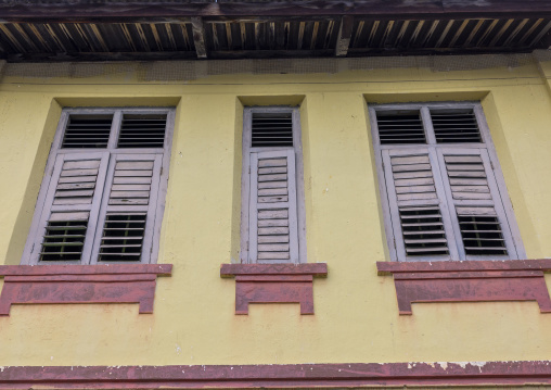 Heritage house windows in the old town, Perak, Ipoh, Malaysia