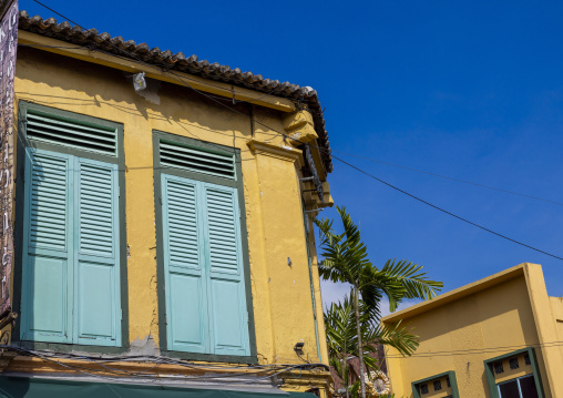 Heritage shophouse with closed windows, Melaka State, Malacca, Malaysia