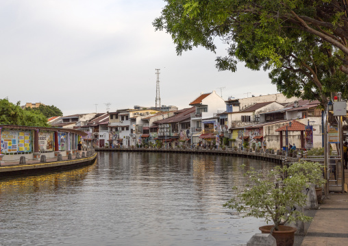 The riverfront with heritage houses, Melaka State, Malacca, Malaysia