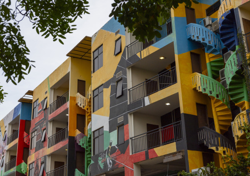 Multicolored modern building, Melaka State, Malacca, Malaysia